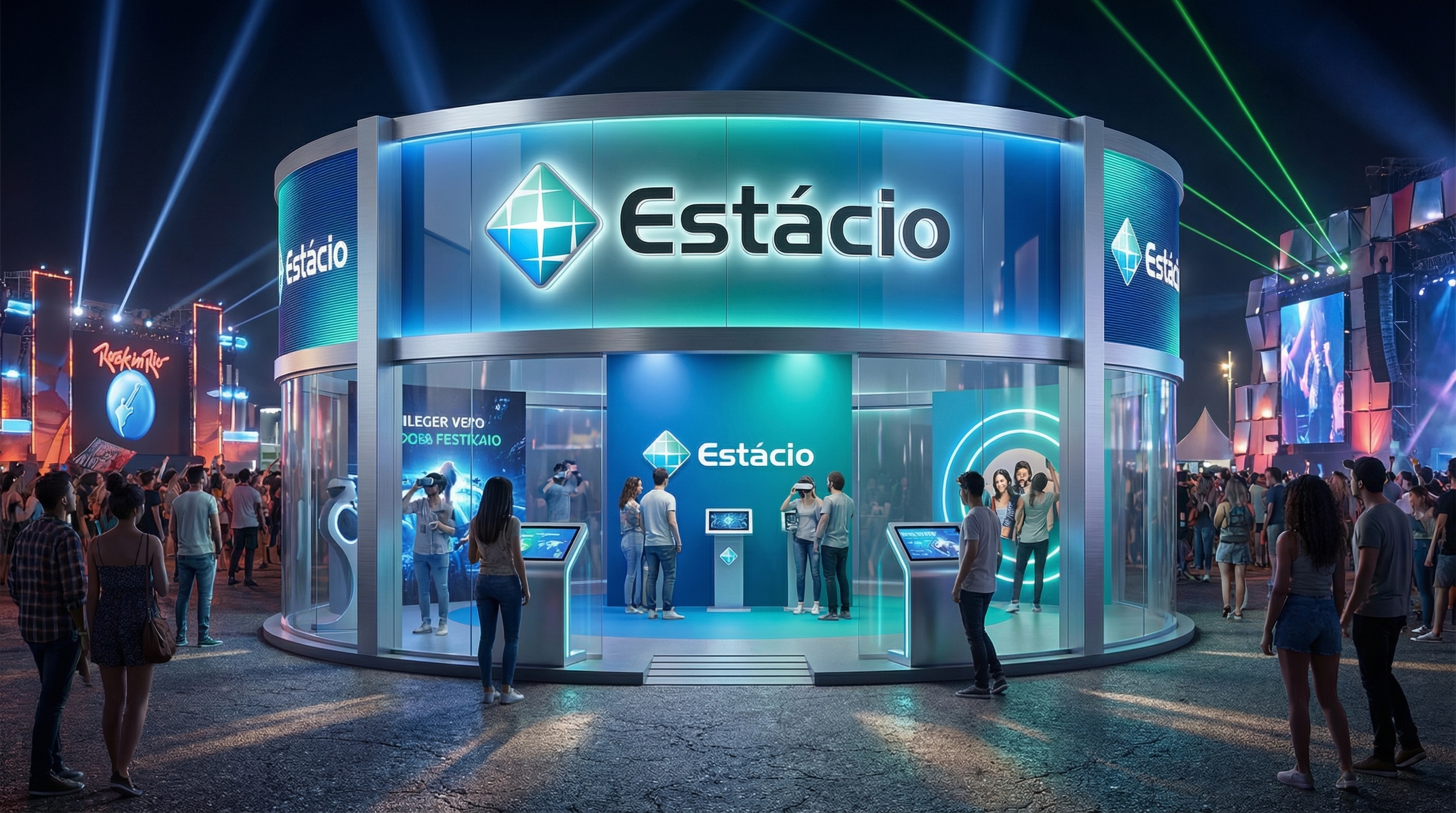 Multidão em show com efeitos de luz