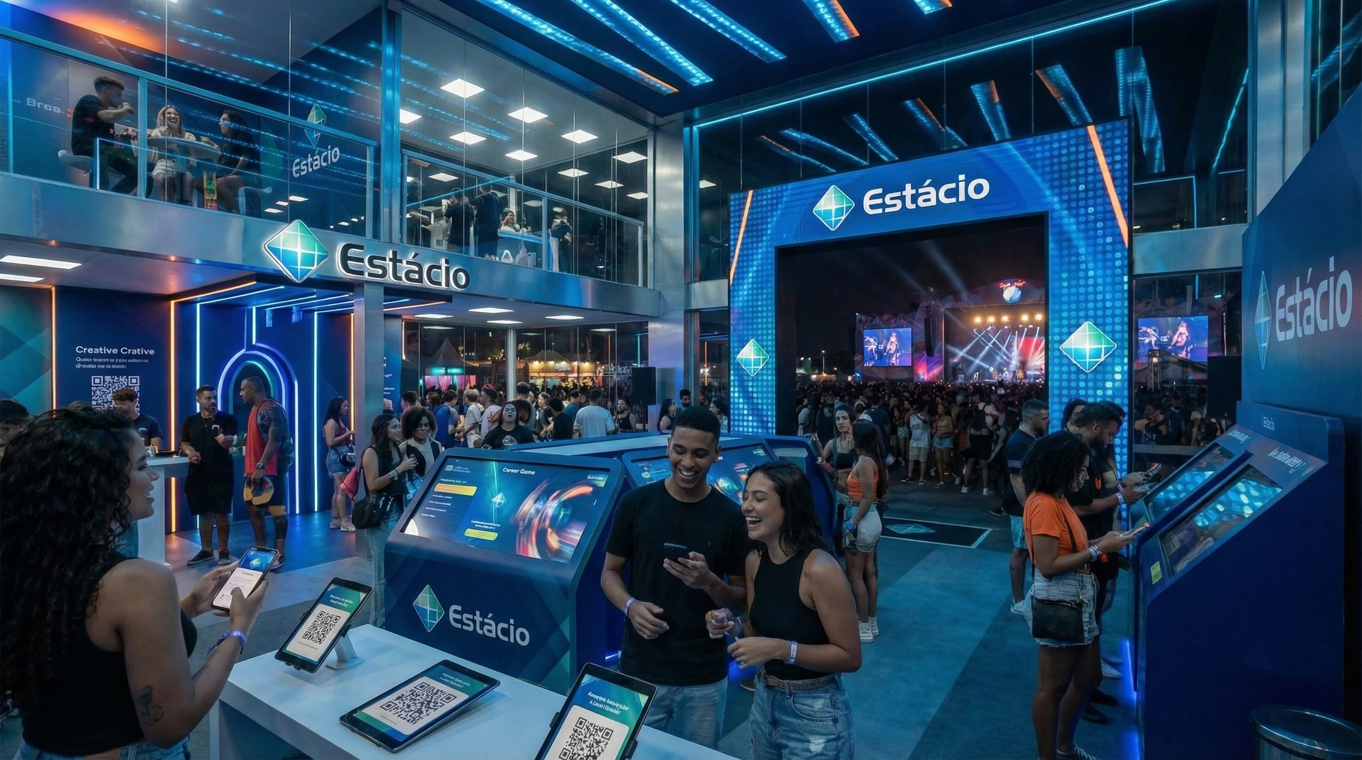 Multidão em show com efeitos de luz